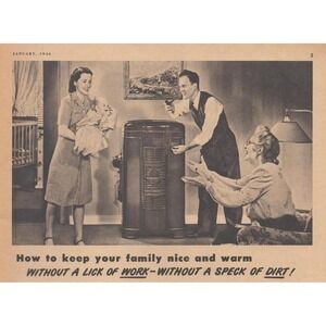 Vintage 1946 Duo-Therm Post World War 2 Family Household Oil Heating Print Ad